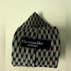 Dior Men's Elegant Blue and Red Pocket Square